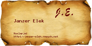 Janzer Elek névjegykártya